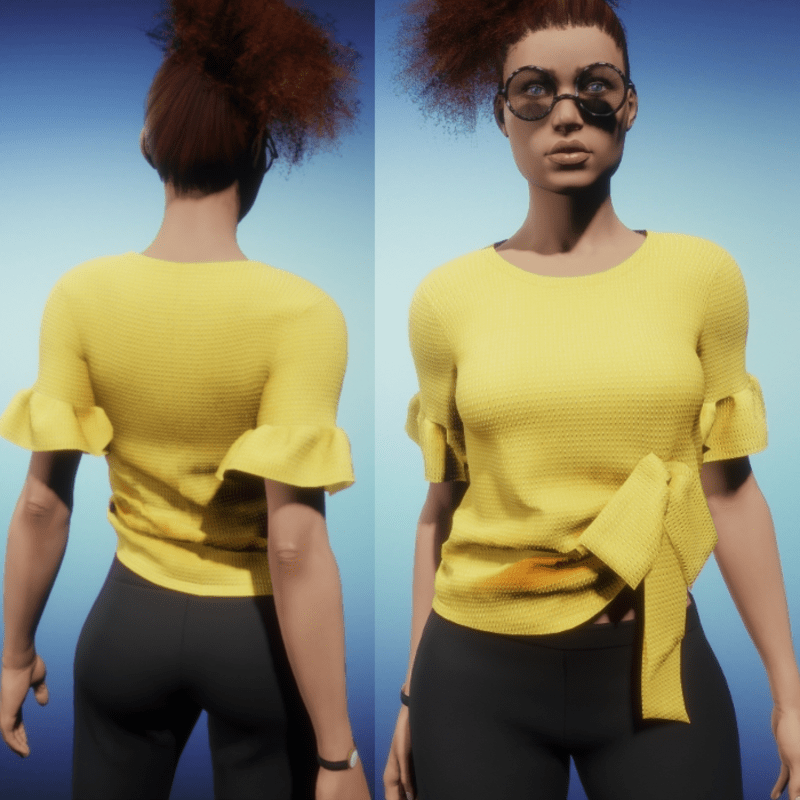 Knit Top with Bow Accent - Golden