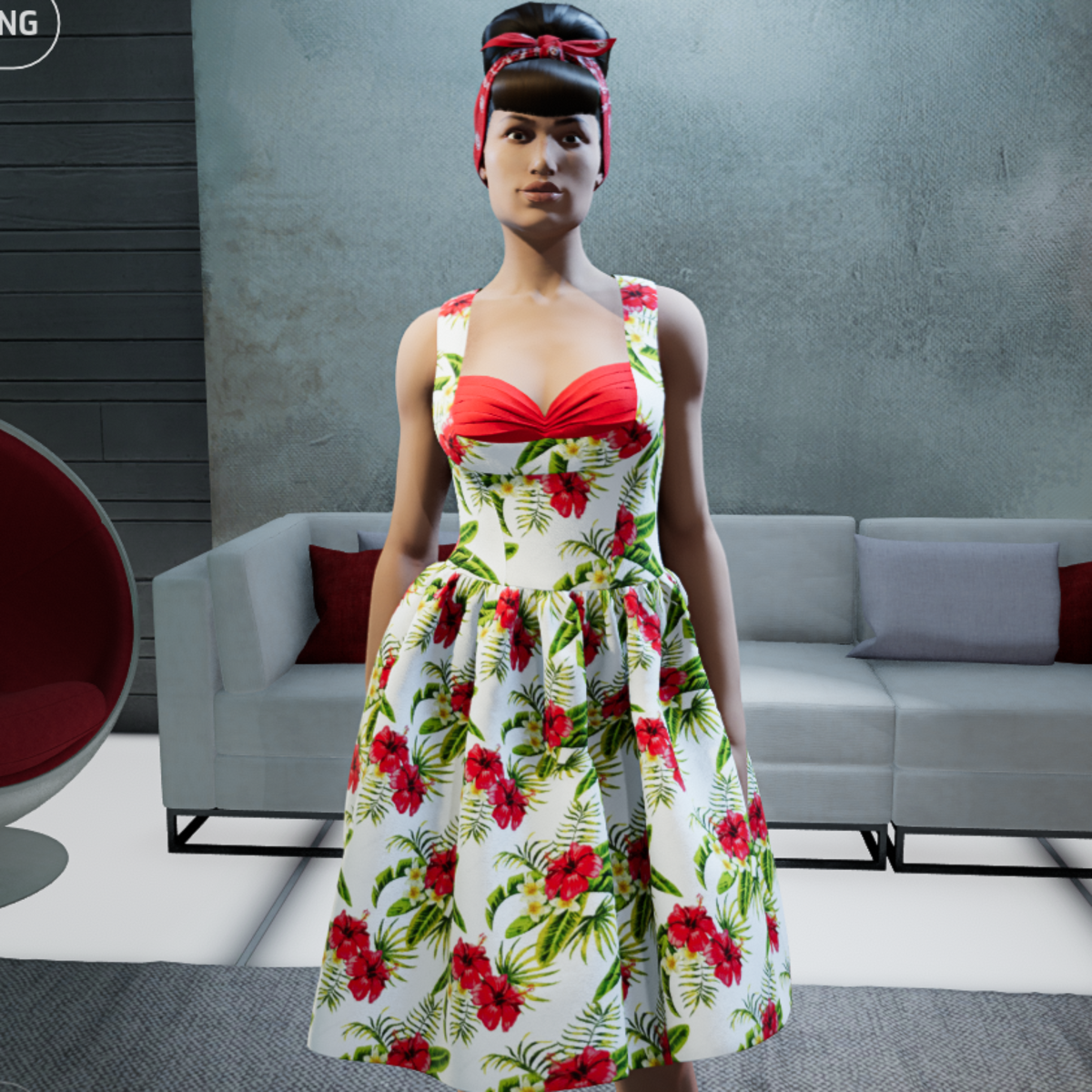 50s Shell Bust Swing Dress 13