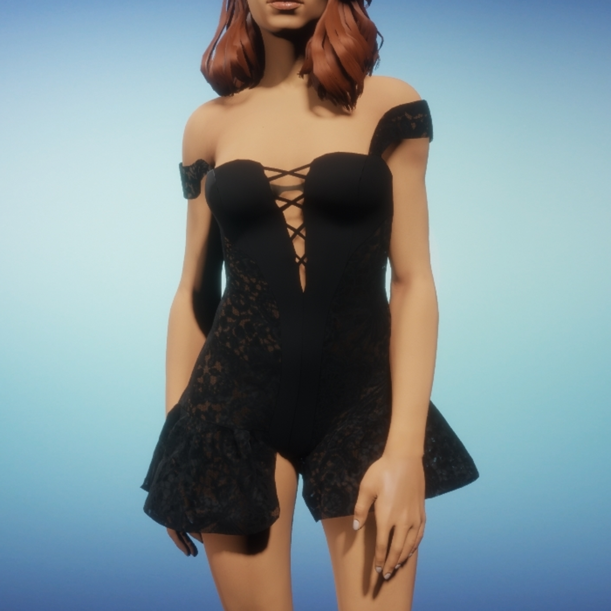 Leather and Lace Corset Dress- Black