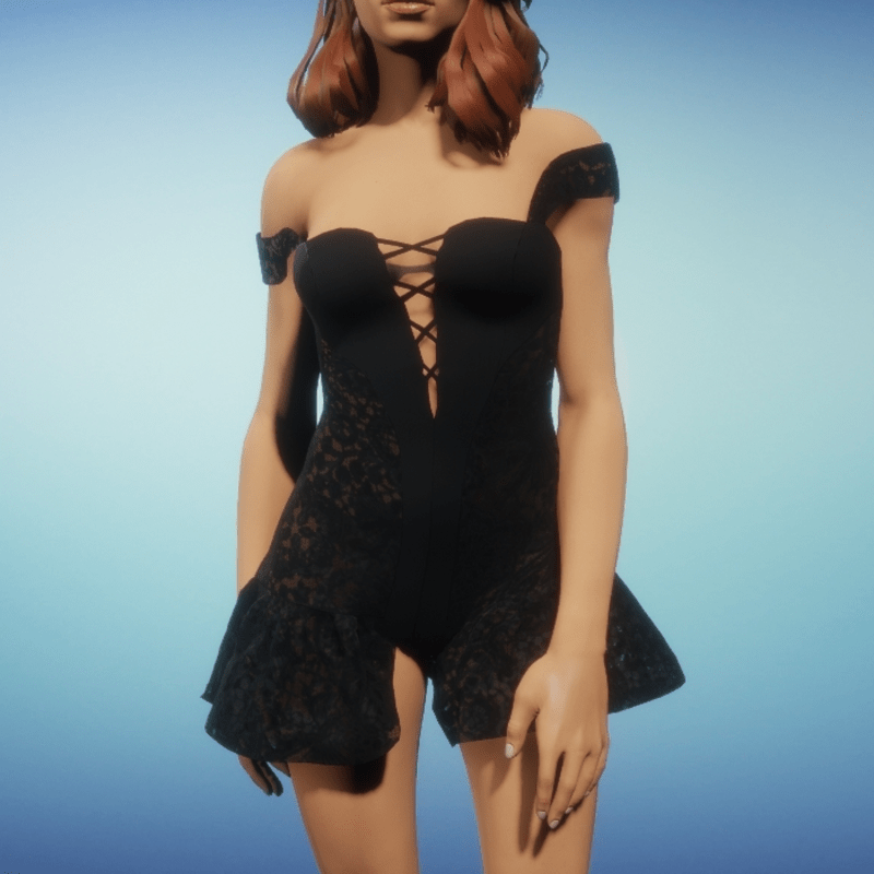 Leather and Lace Corset Dress- Black