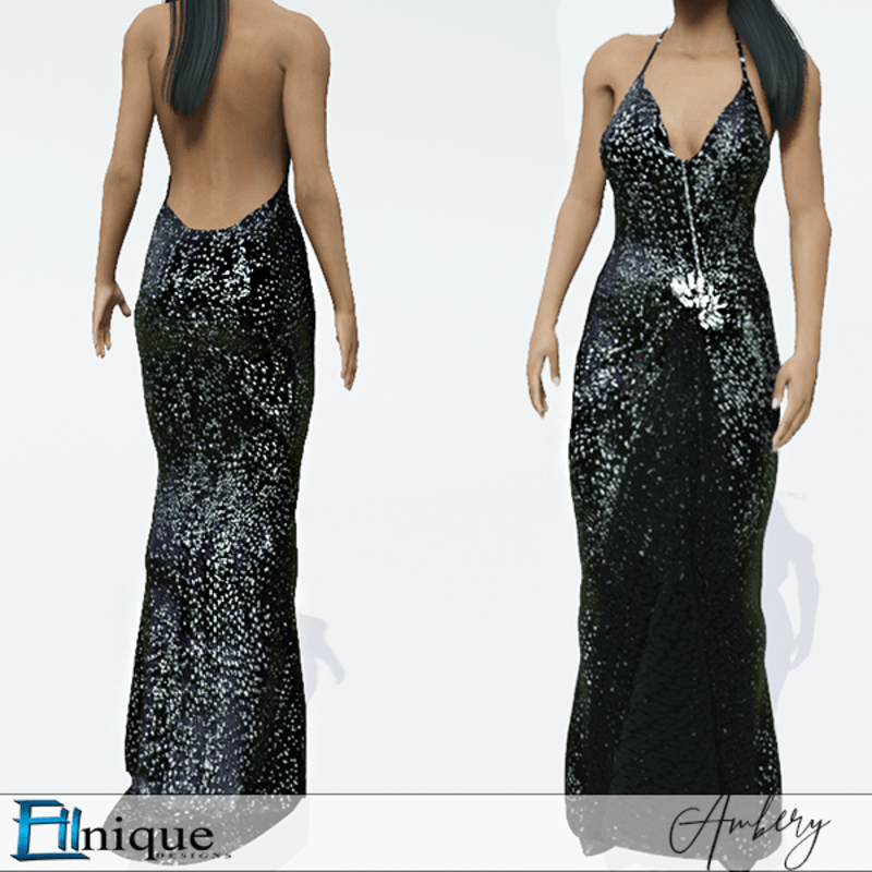Amber Black Glitter Gown