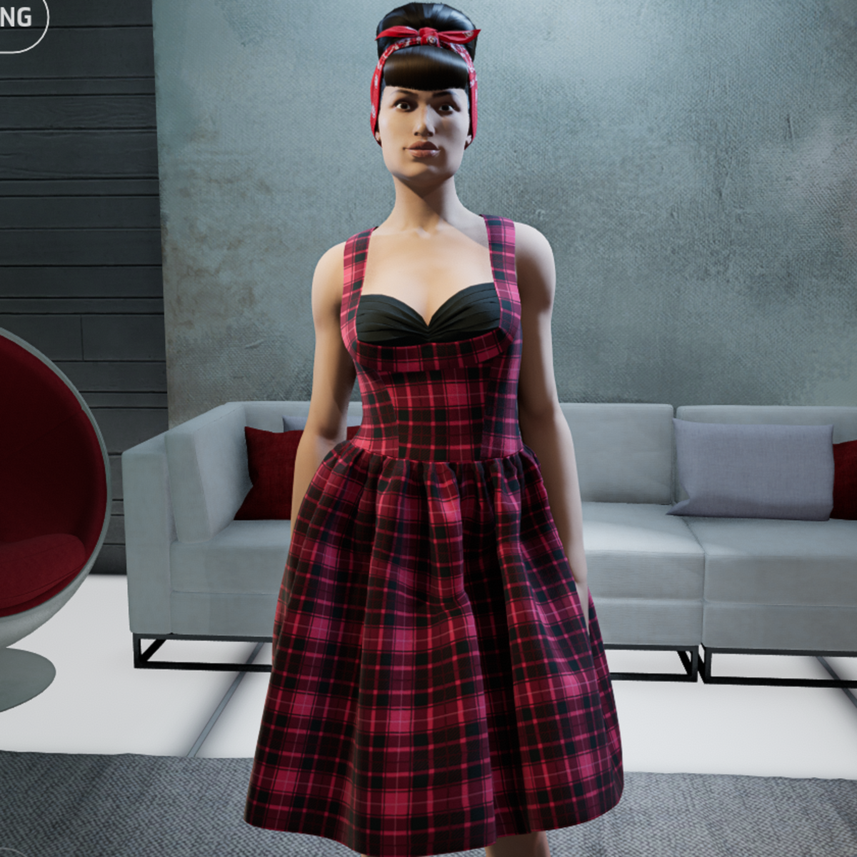 50s Shell Bust Swing Dress 06