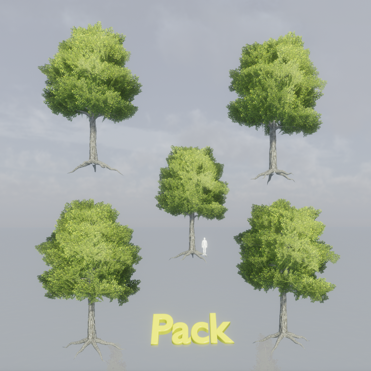 Oak Tree Pack - with roots - (Light Green)