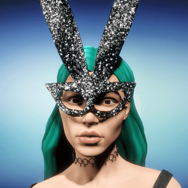 Bunny Mask Glitter Silver