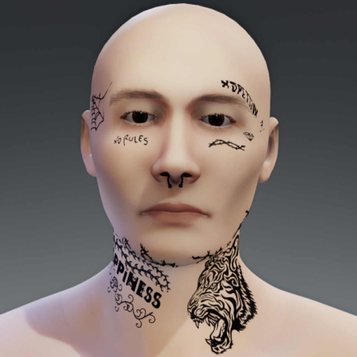 Taxi B Face Tattoo male