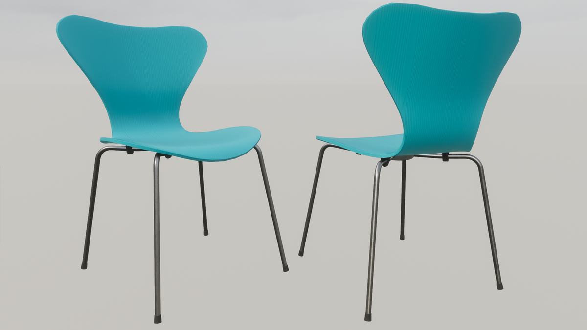 Design Dining Chair - Wood 01 - Light Blue Painted