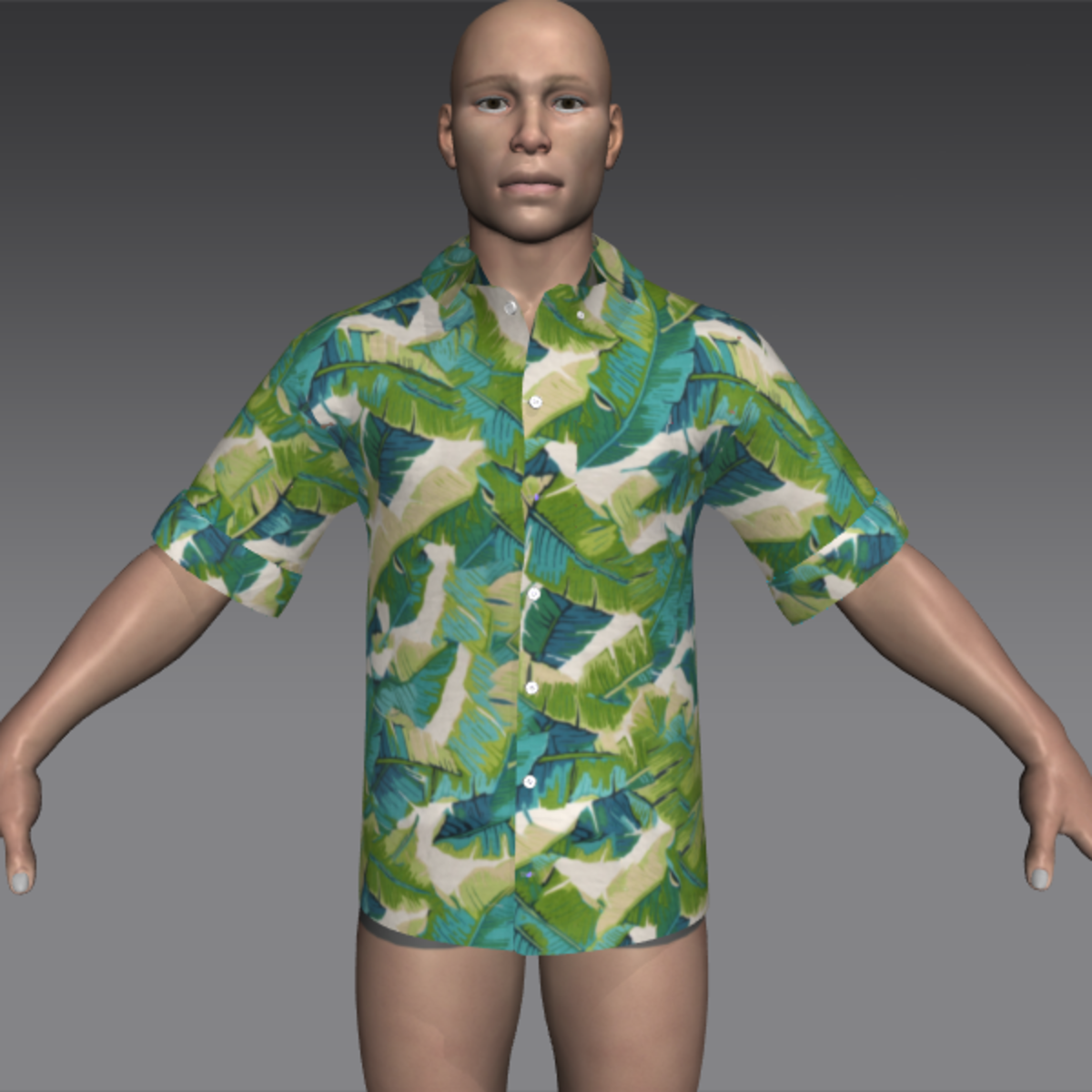 men's hawaiian print shirt-- palm frond