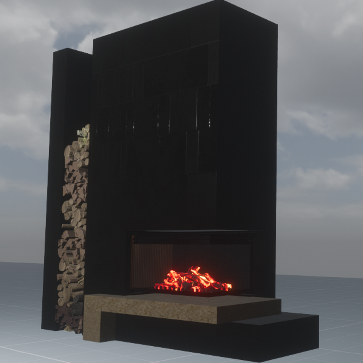 Fireplace with wood dark version
