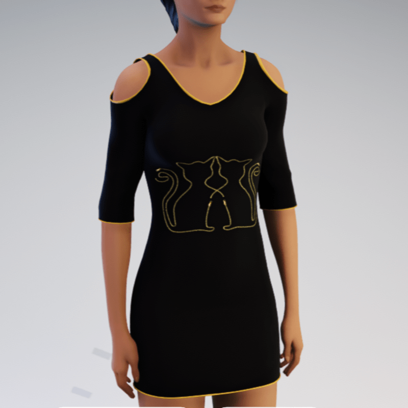 Golden Zipper Cat Dress