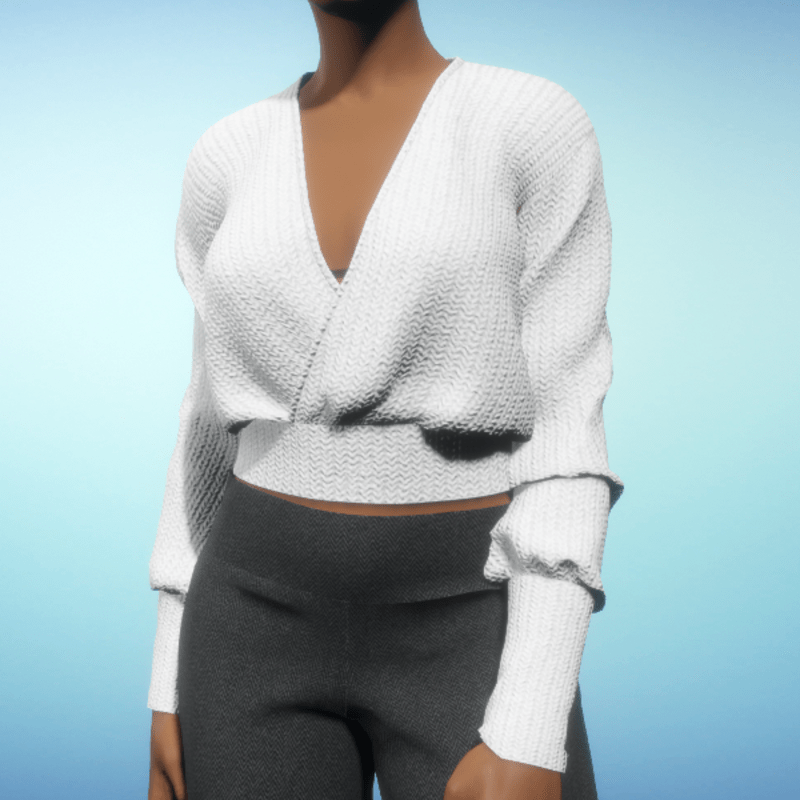 Wrap Cropped Sweater - White Chunky