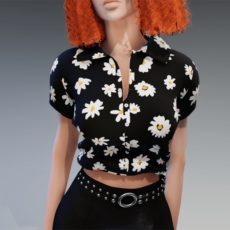 Blouse with Daisy Flower Pattern