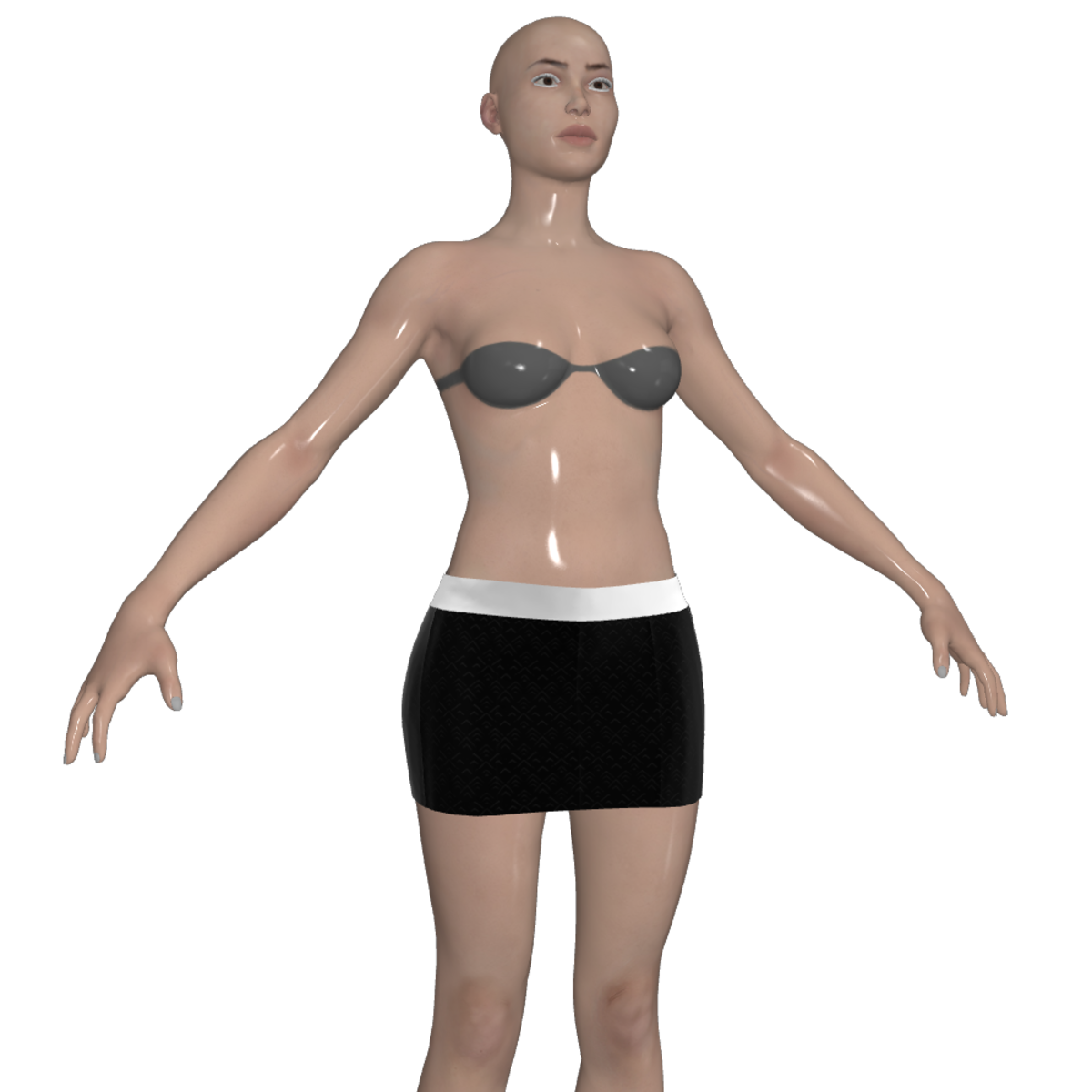 Basic Mini Skirt - Black Geometric 1