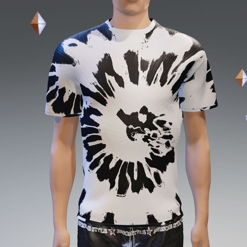 Black & White Summer Hip Tie-Dye T-Shirt - Male