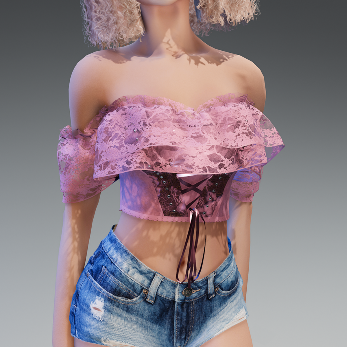Summer Goth Top in Pastel Pink