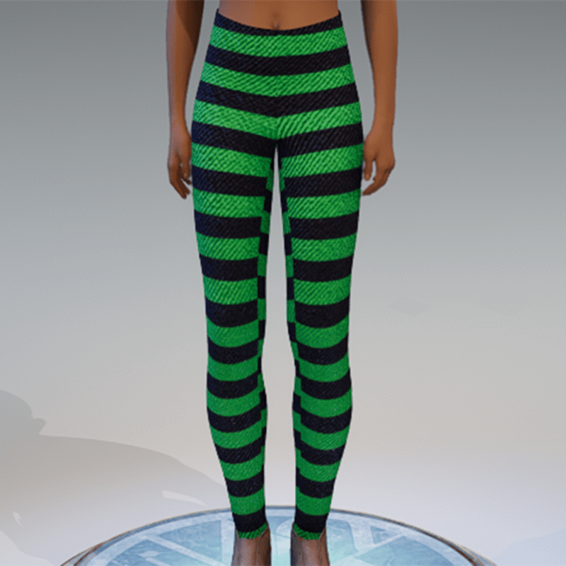Green & Black striped Leggings