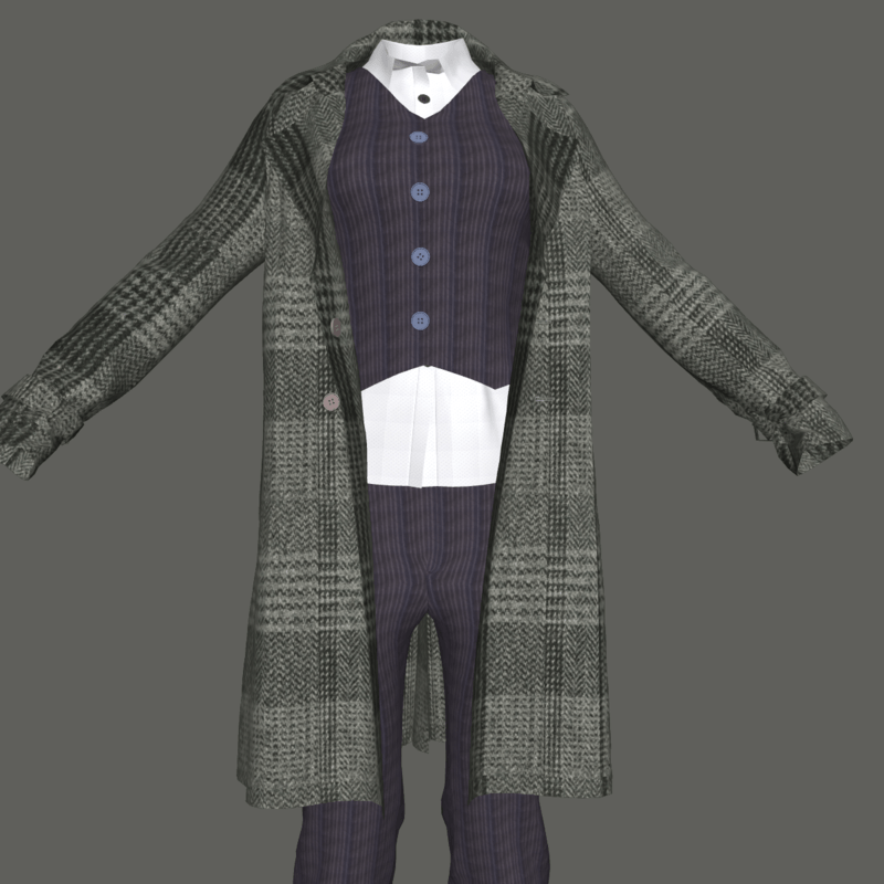 Pantssuit with Tweed Trenchcoat