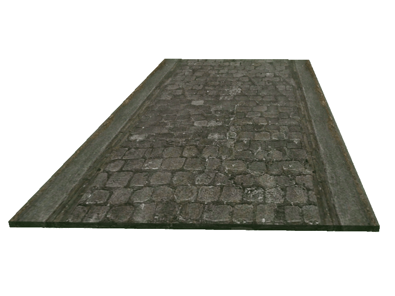 Path Straight Cobbles Curb