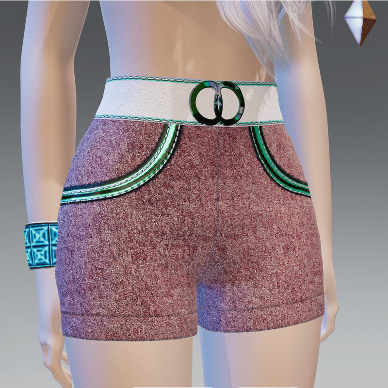 High Shorts w/Leather Belt DRed-Denim - Female