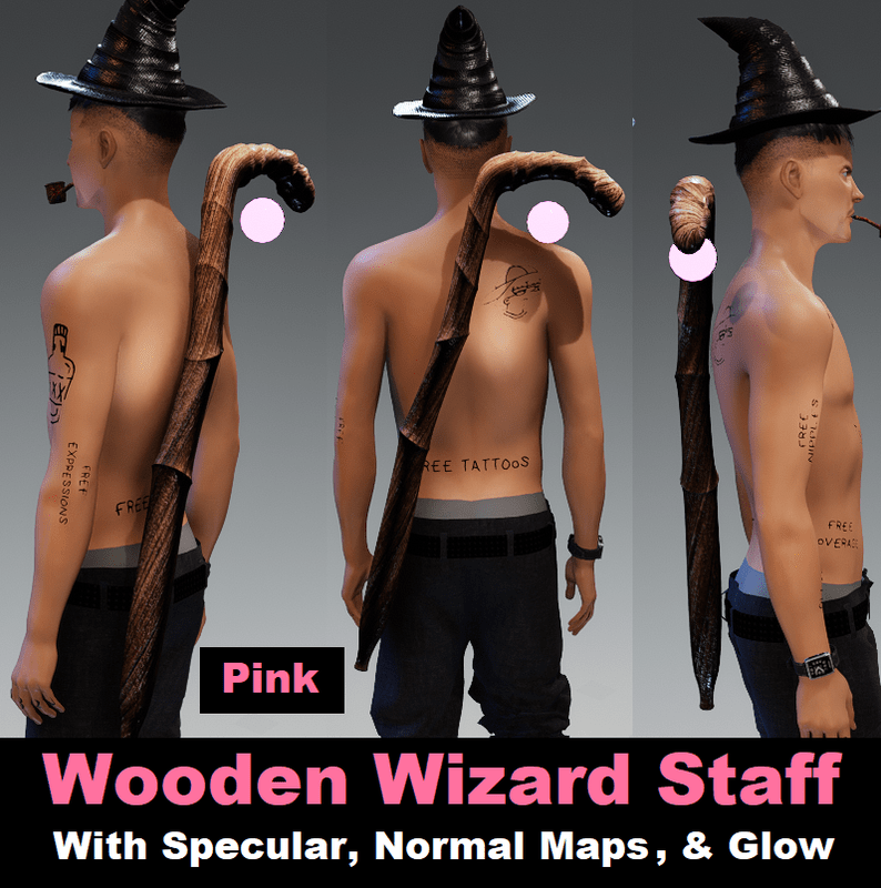Wooden Wizard Staff - Pink Orb