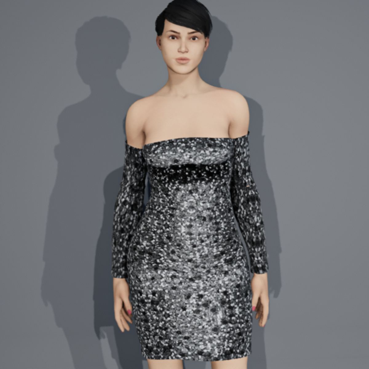 MANDY MINI DRESS WITH GLOVES SILVER