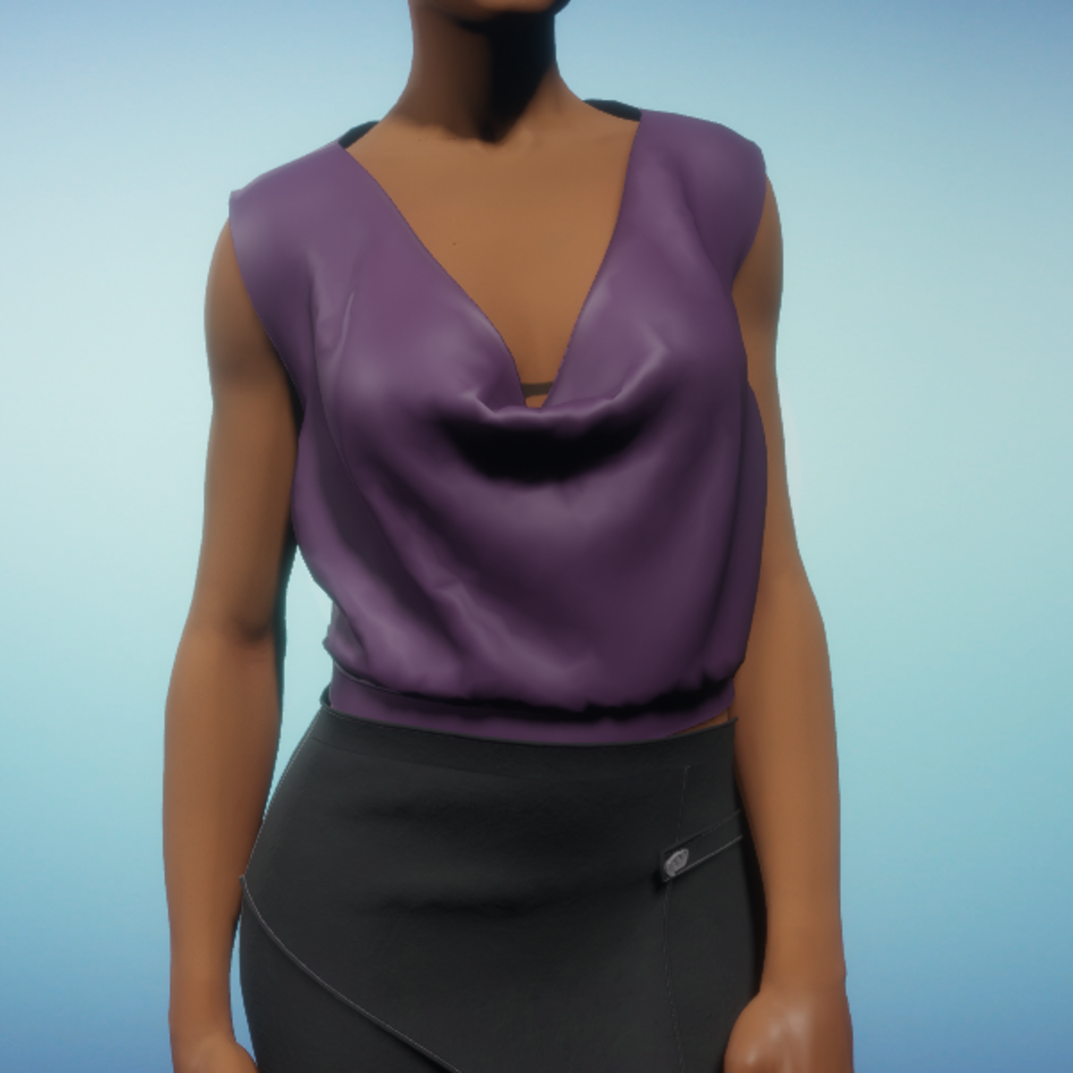 Sleeveless Cowl Blouse - Grape Silk