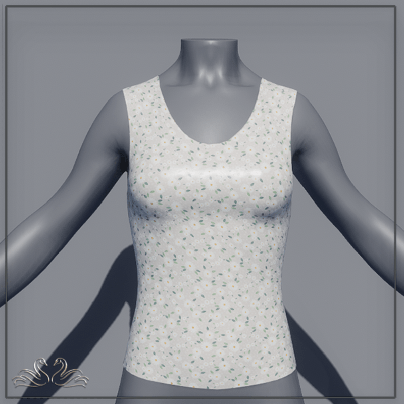 SCOOP TOP FLOWERS BEIGE