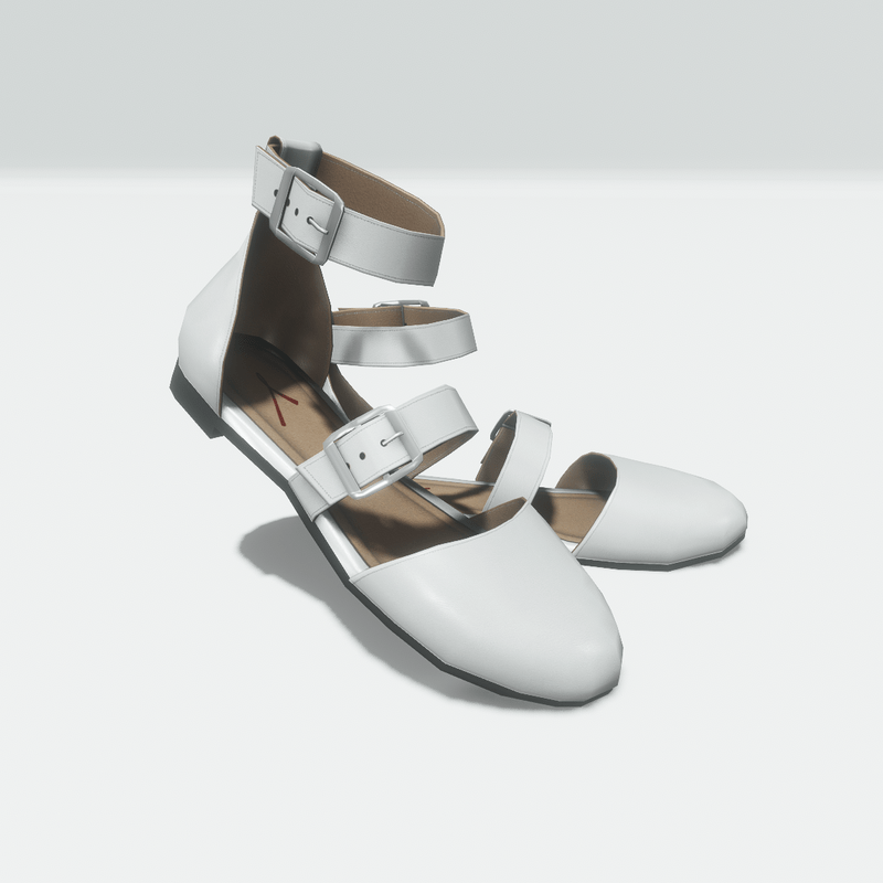 Ankle buckle flat shoes - white