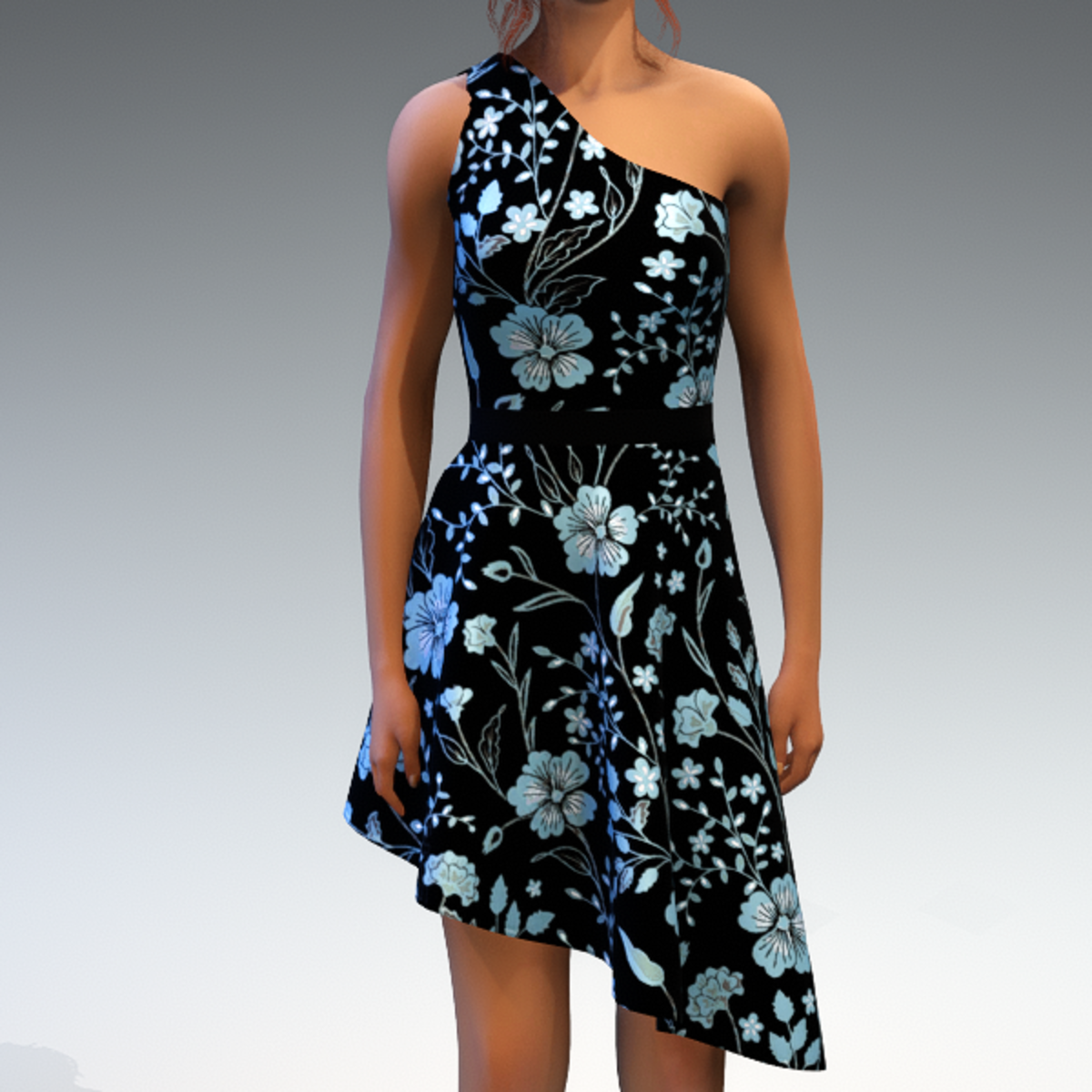 Shoulder Strap Dress in Painted Garden - Ice