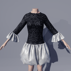 L.F. BUBBLE DRESS  BLACK/BEIGE