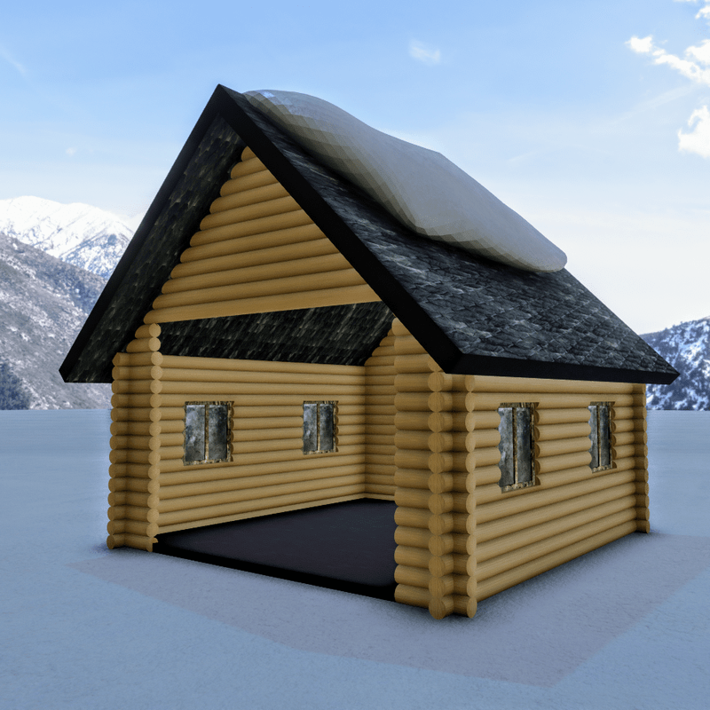 Christmas house with snow on Roof