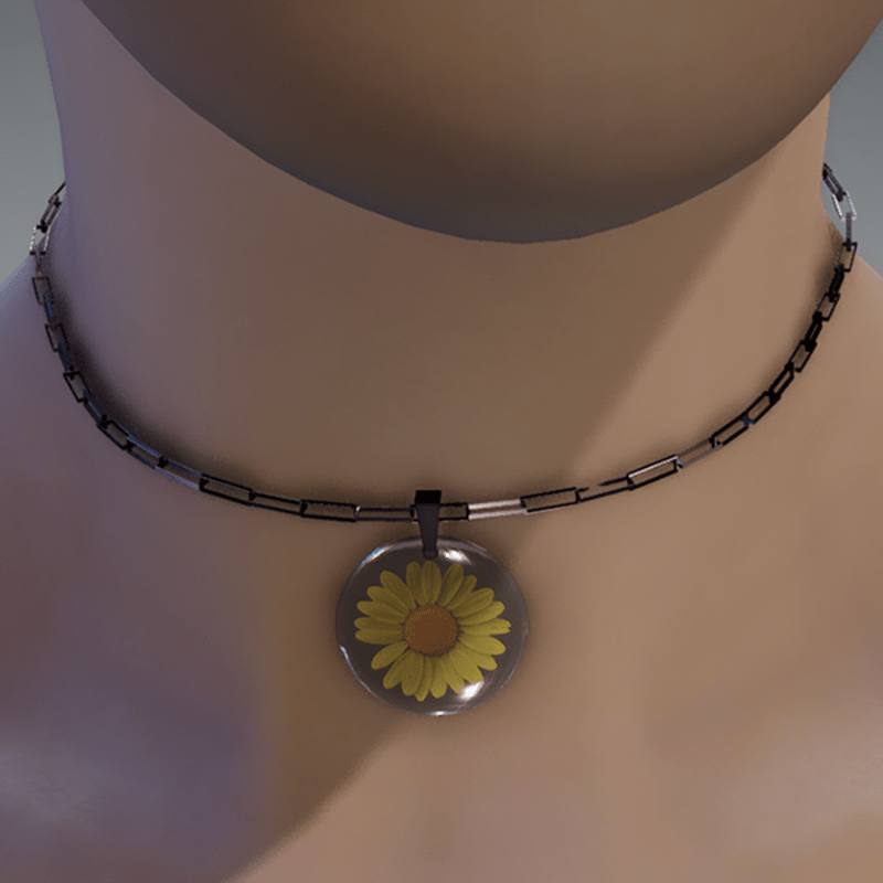 Yellow resin daisy necklace