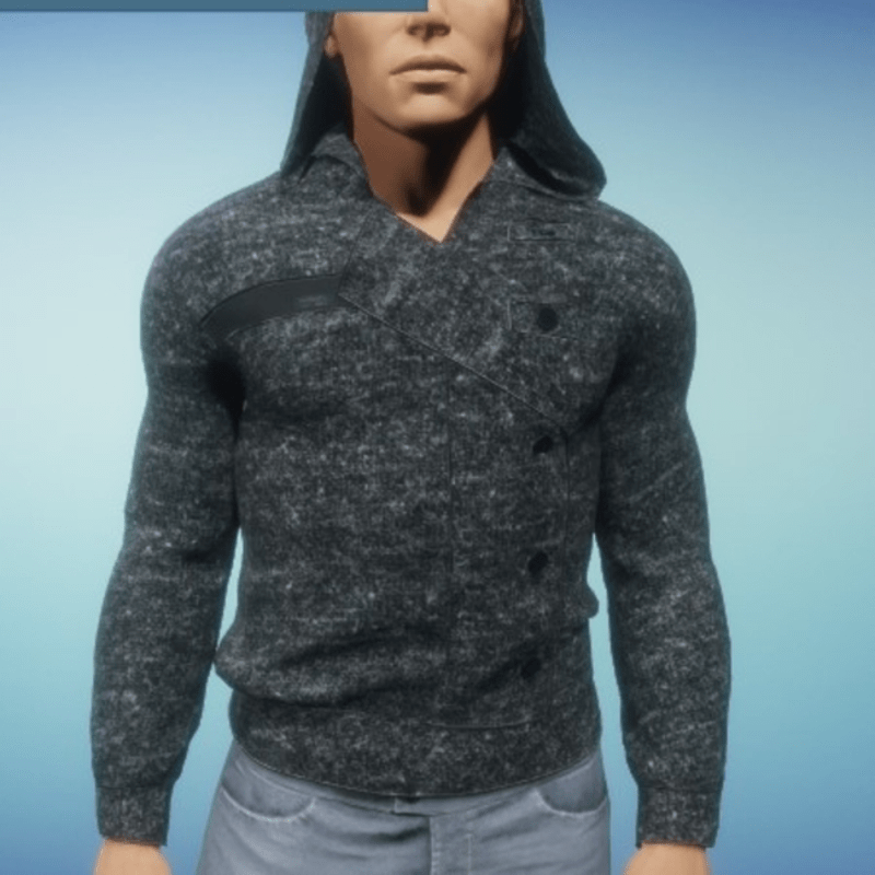 sweater with hood gray M