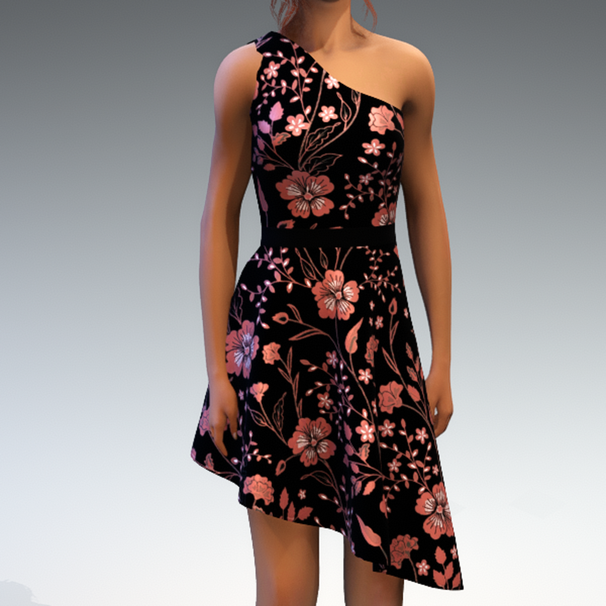 Shoulder Strap Dress in Painted Garden - Salmon