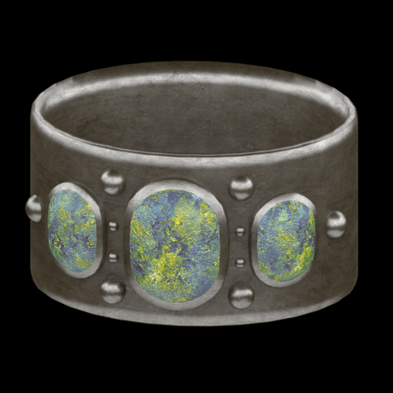 Cabochon Bangle Bracelet - Silver