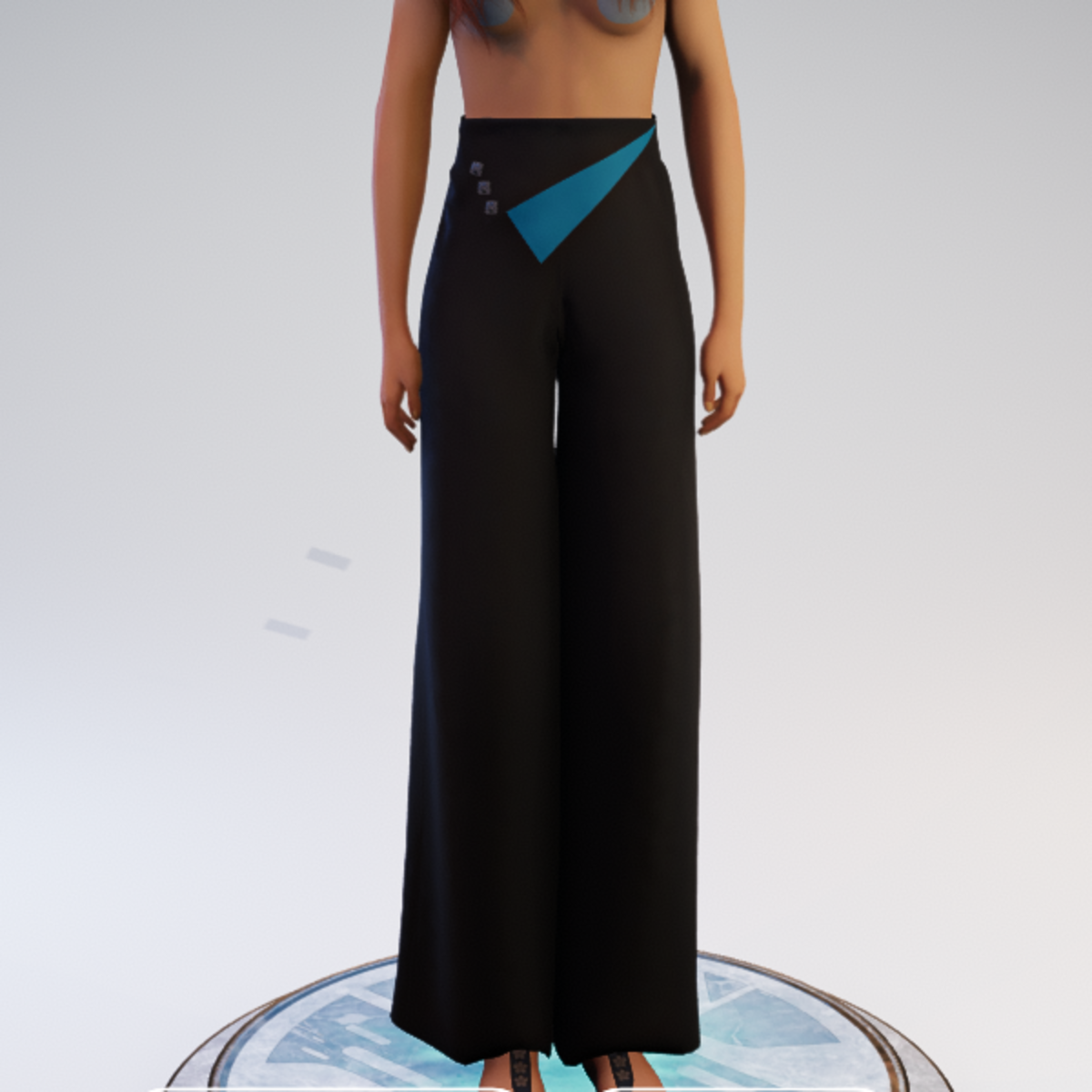 Palazzo Pants - Black and Teal Polyester