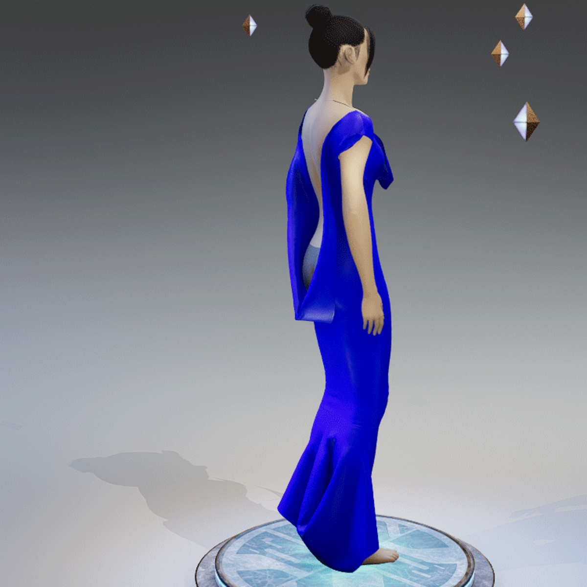 Elegant Extremely Low Back Dress BLUE