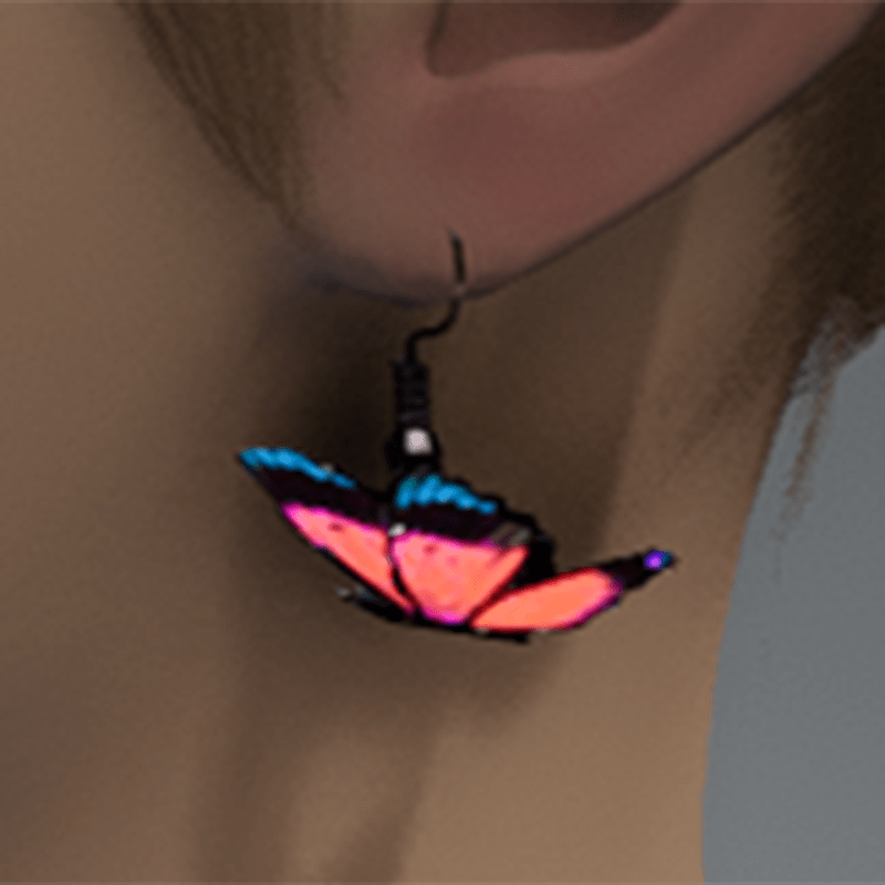 Emissive red butterfly earrings