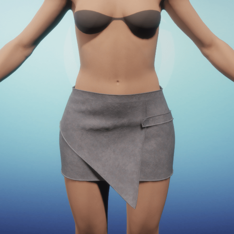 Paneled Mini Skirt - Pewter Suede