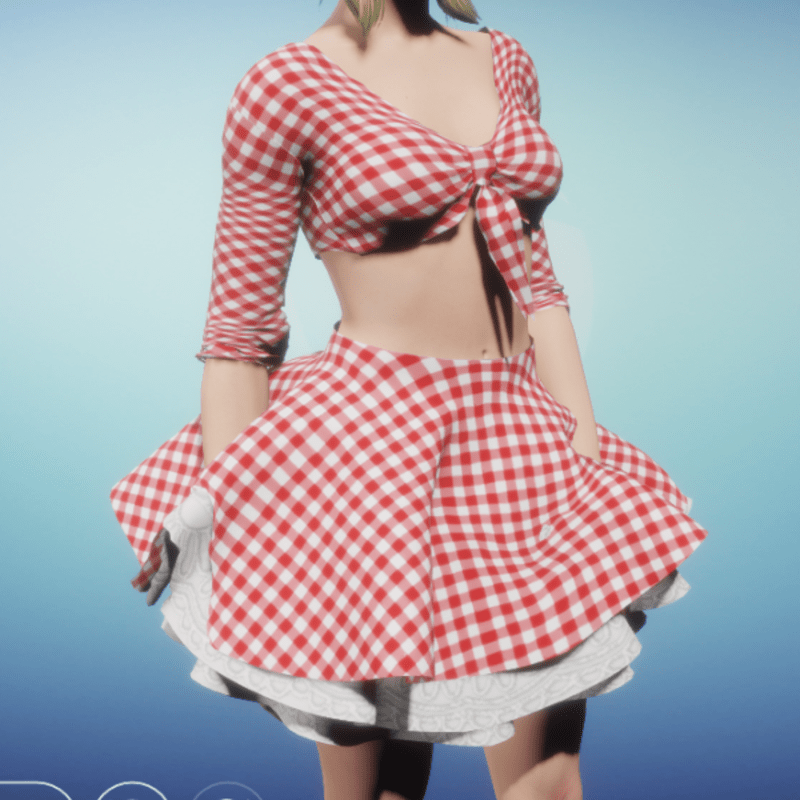 Red Gingham Crino-Skirt & Top