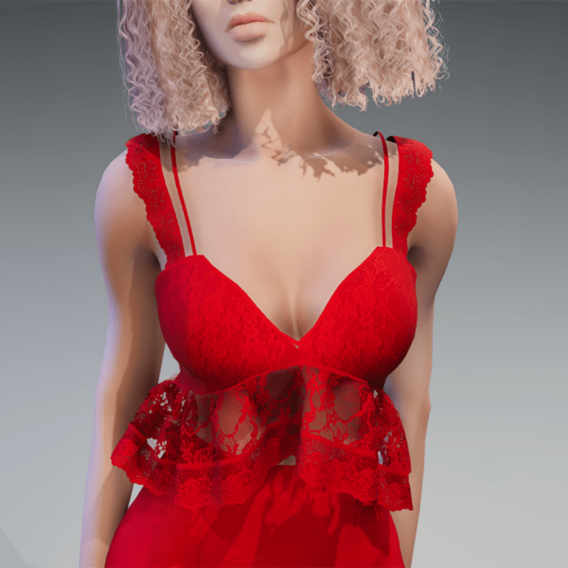 Lace Summer Top in Red