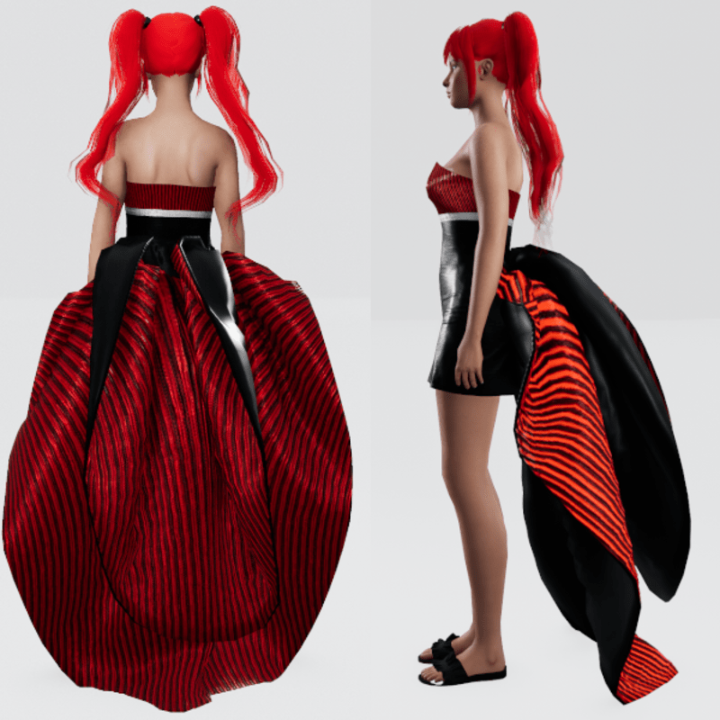 Emissive Animated Firefly Bustle - Red and Black