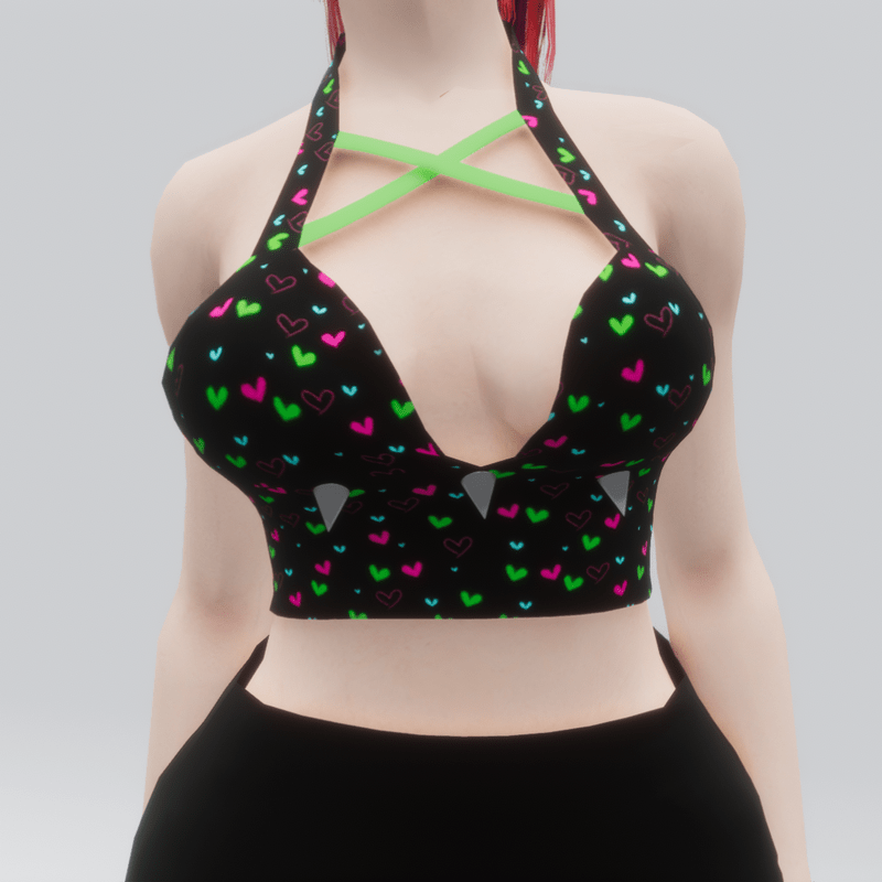 Spiked Rainbow Heart Crop Top