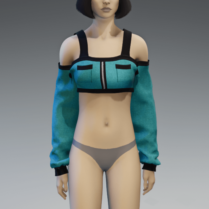 Teal Long Sleeved Off Shoulder Top