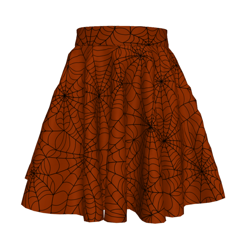 Orange Spider Web Skater Skirt