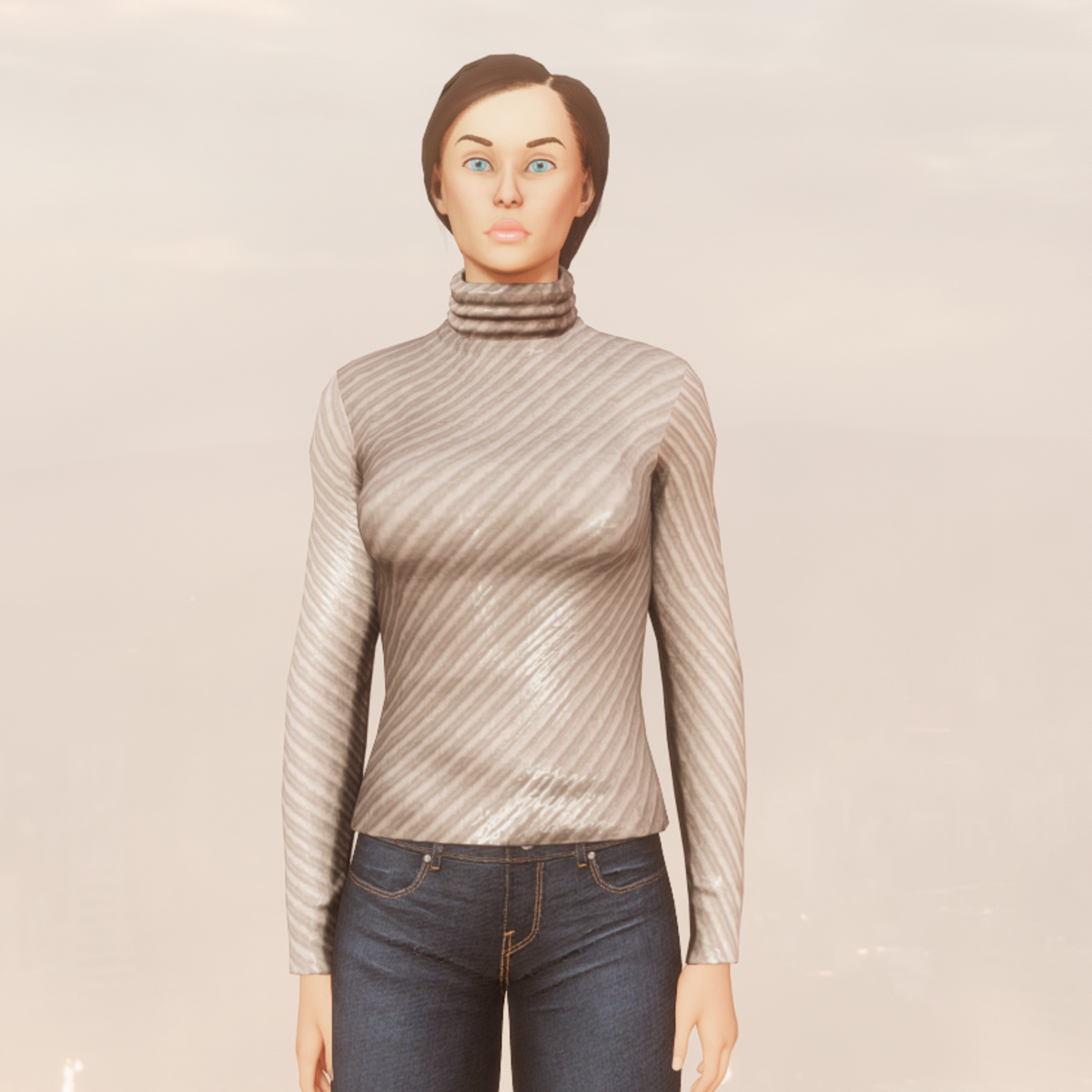 Silver Stripped Turtleneck