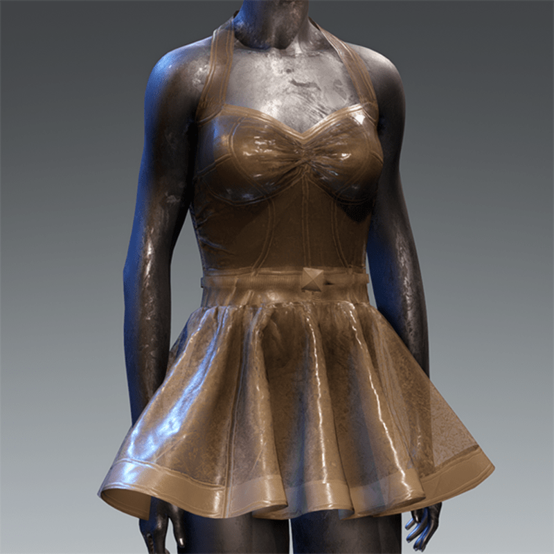 Latex Rubber Dress Short Brown Translucent