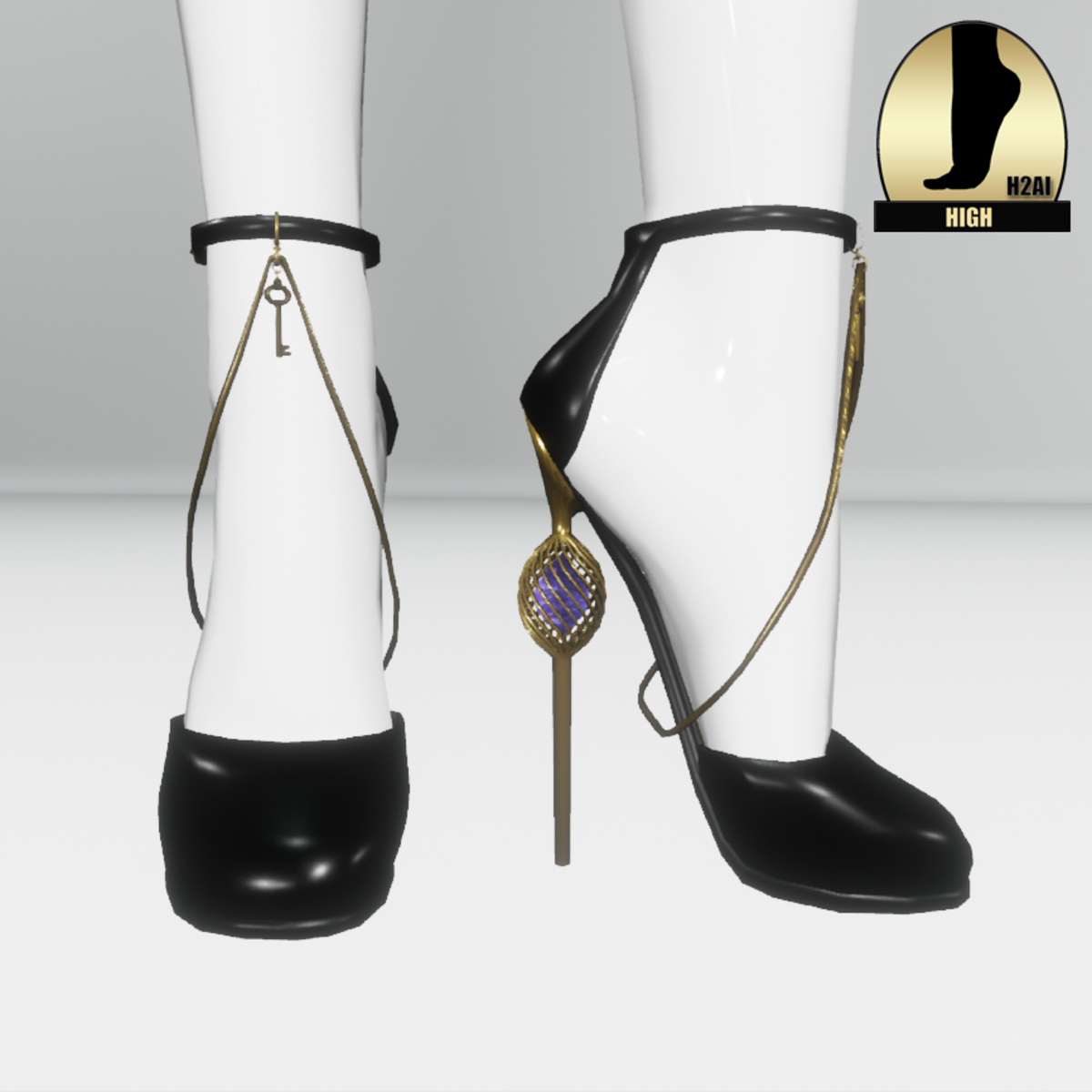Galaxy cage heels for the h2ai high - black gold