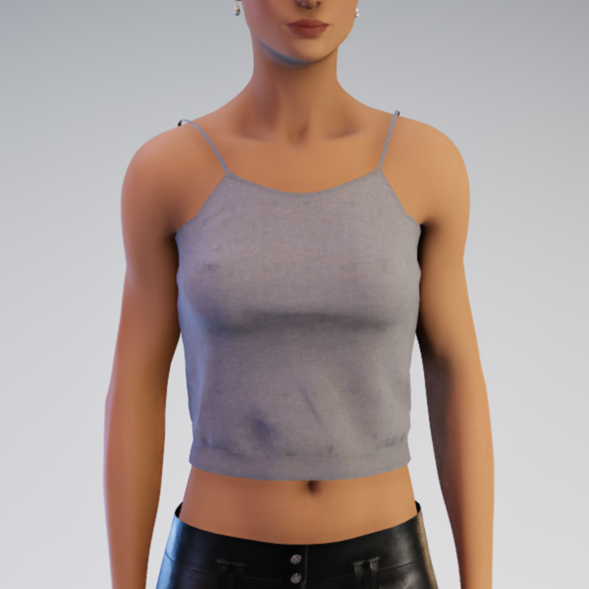 Spaghetti Tank Top - Grey Linen