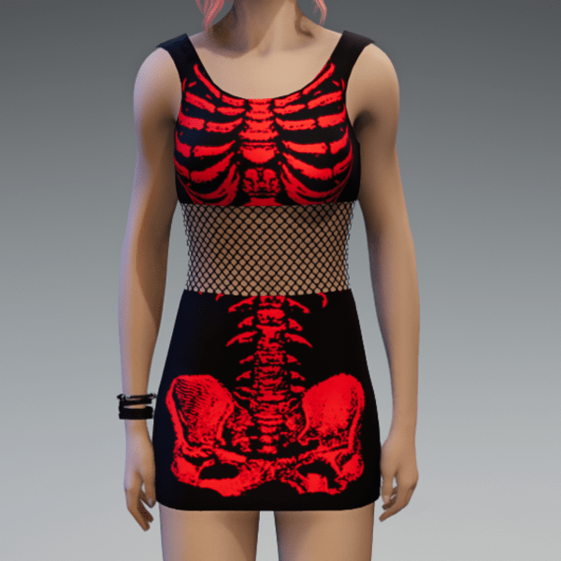 Skeleton Minidress Black and Red