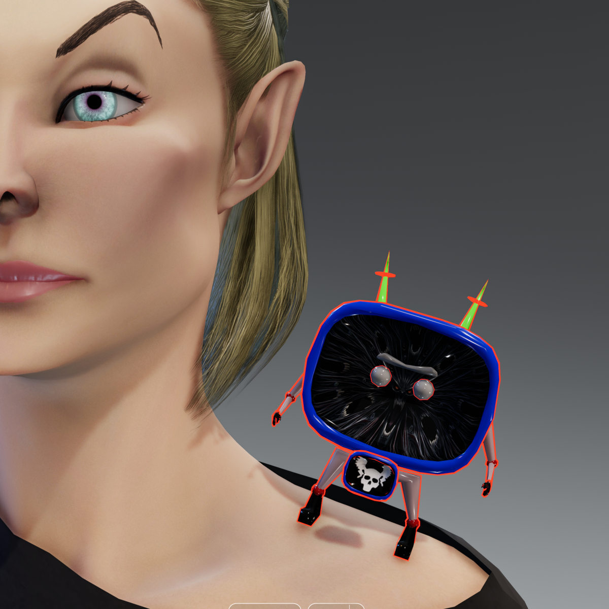 M1K3 the TV: Cel-Shaded Shoulder Pet (Female)